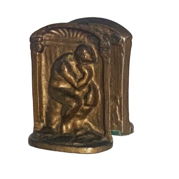Unbranded Other - THE THINKER BOOKENDS Vtg Pair Gilded Bronze Heavyweight Art Deco Lost In Thought